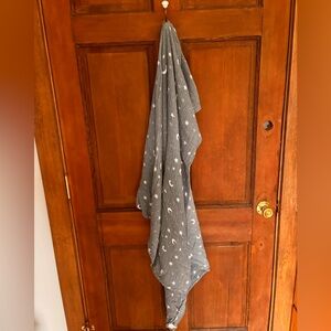 Dusty Blue Star and Moon Patterned Blanket